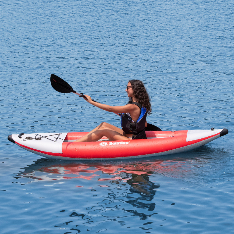 Solstice 9'6" x 35" Flare 1-person Whitewater Inflatable Kayak in the water