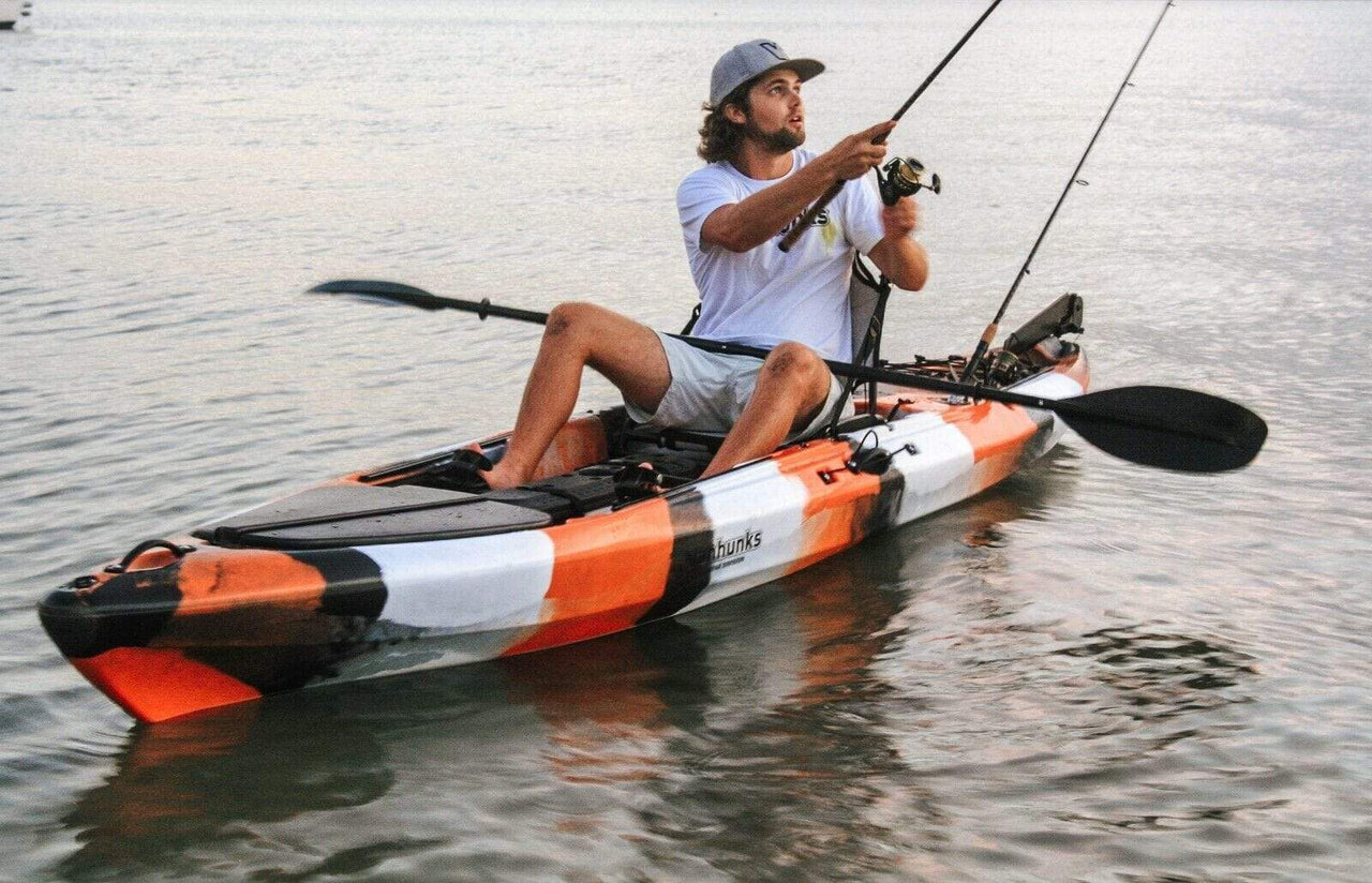 Vanhunks 13' Black Bass Fishing Kayak Orange Lifestyle